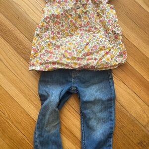 Floral Top and Denim Jeans Set